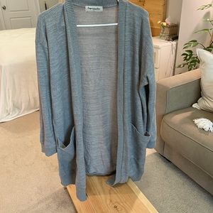 Impressions Long Line Gray Cardigan, size Large